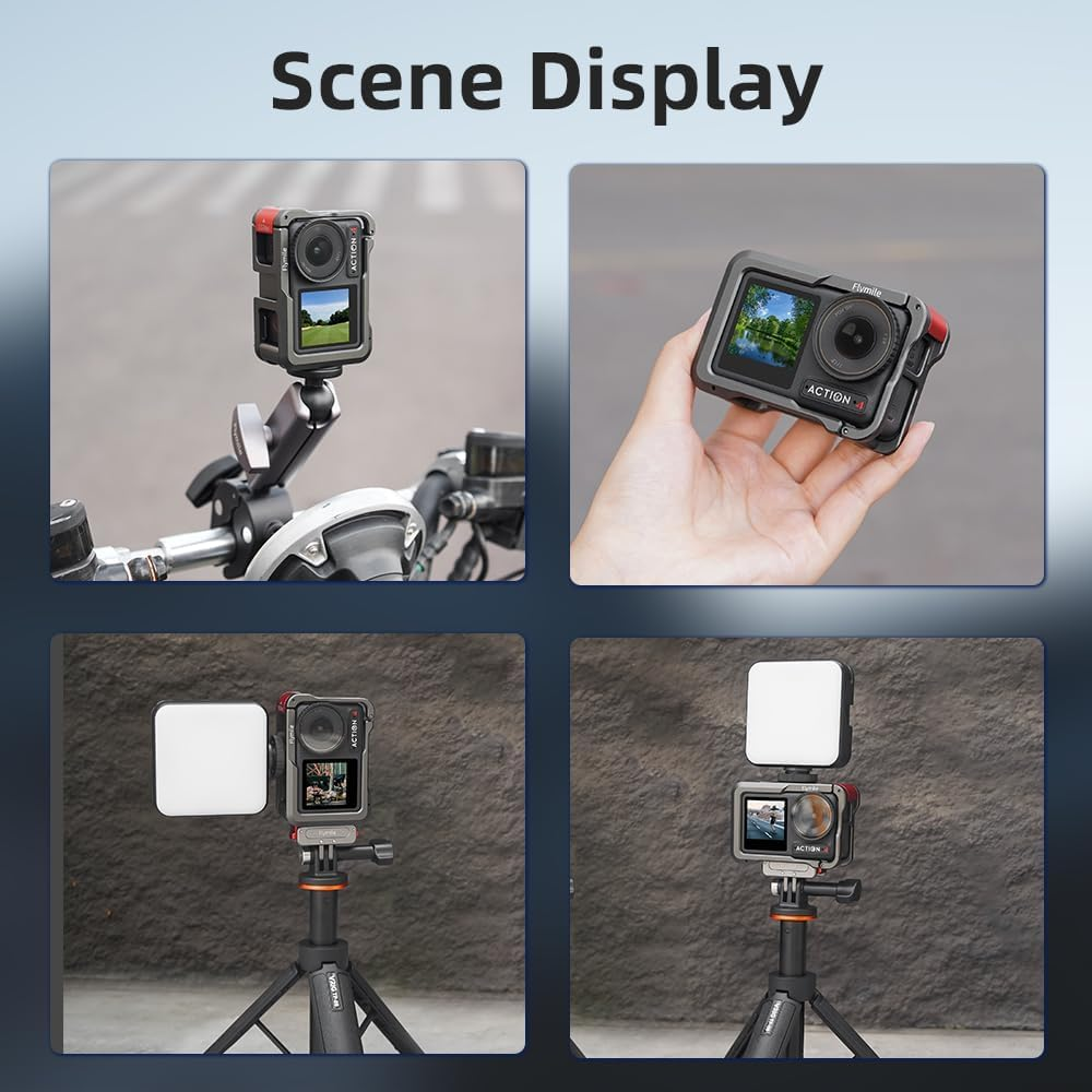 Metal Cage for DJI Osmo Action 5 Pro, Protective Cage for Osmo Action 4/ Action 3, Multifunction Protective Frame Case Aluminum Housing Camera Expansion Protector, with 1/4 Cold Shoe image number 3