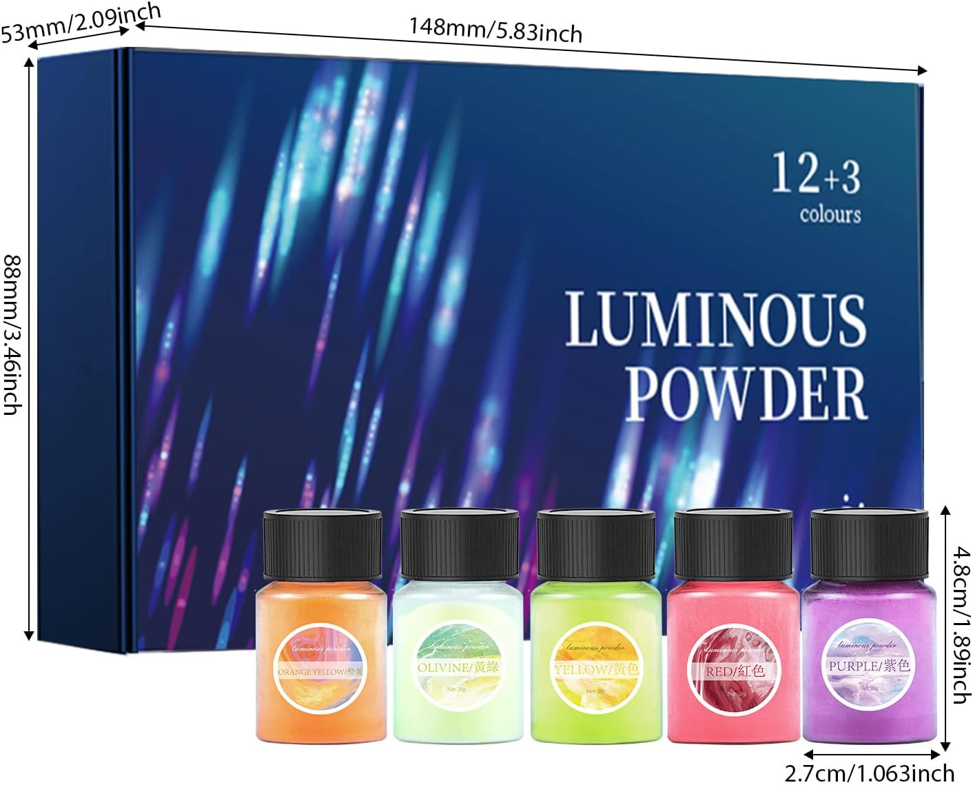 Glow in the Dark Pigment - 15 Color Luminous Powder for Art Projects, Safe Dye Set with Long Lasting Brightness, Self Glowing Pigment Powder for Slime Resin Nail Polish Craft Coating Decoration image number 4