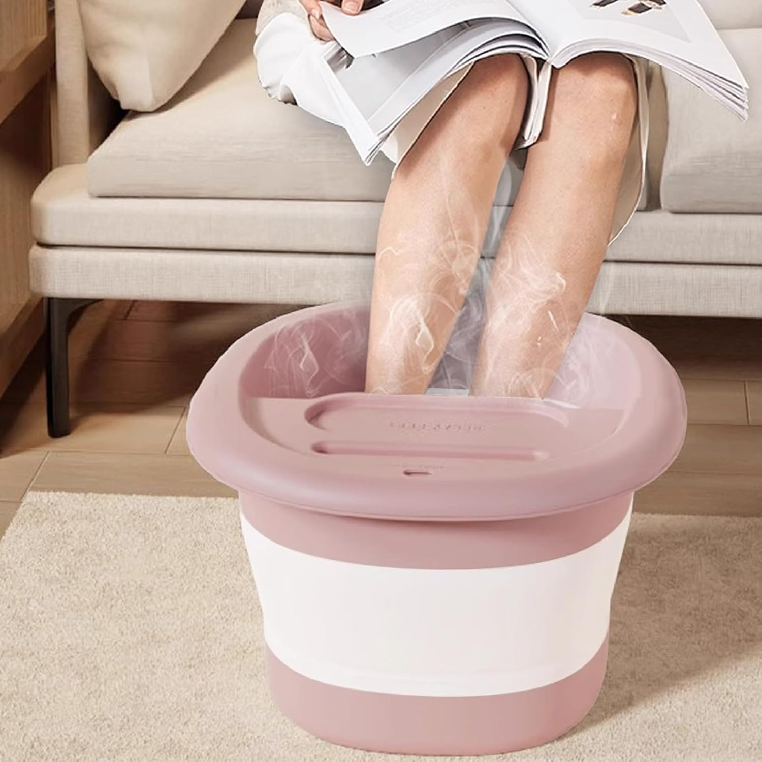 Foot Bucket,Foldable Foot Soak Tub | High Capacity Foot Bath Basin for Relieving Discomfort and Stress Helves - White image number 2