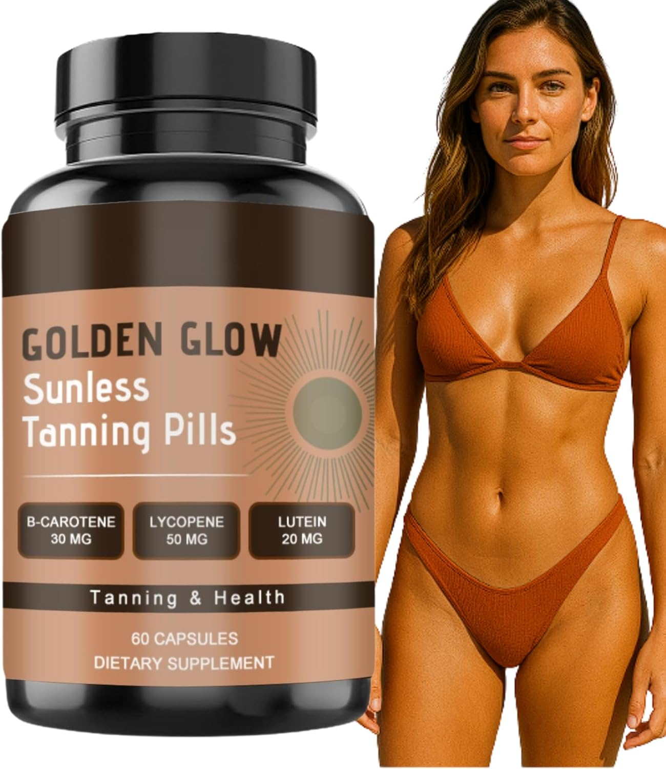 Nuvilo Tanning Pills for Men and Women, Natural Blend Capsules, Promotes Sun-Kissed Glow, Healthy Bronze Tan and Skin Support, 60 Count (1 Box)