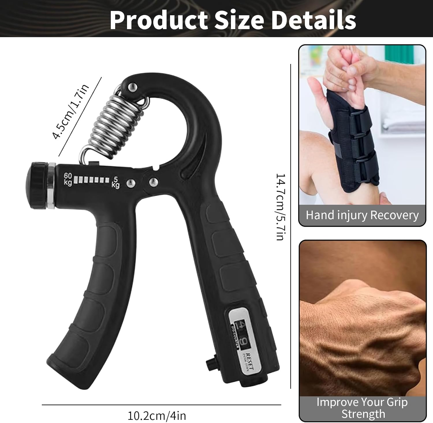 2 Pcs Hand Grip Strength Trainer with Smart Counting, 11-132Lb Adjustable Resistance Nonslip Hand Grip Strengthener Gripper, Forearm Exerciser Equipment, Hand Gripper for Athletes Rock Climbers & More image number 1