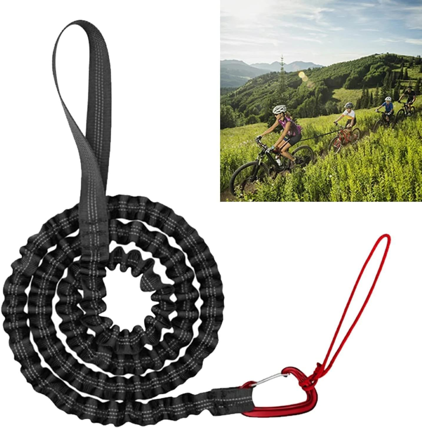 Bicycle Tow Rope Belt Strap, 1Pc MTB Stretch Bungee Tow Rope, Bicycle Children Bungee Tow Strap with Storage Bag image number 3