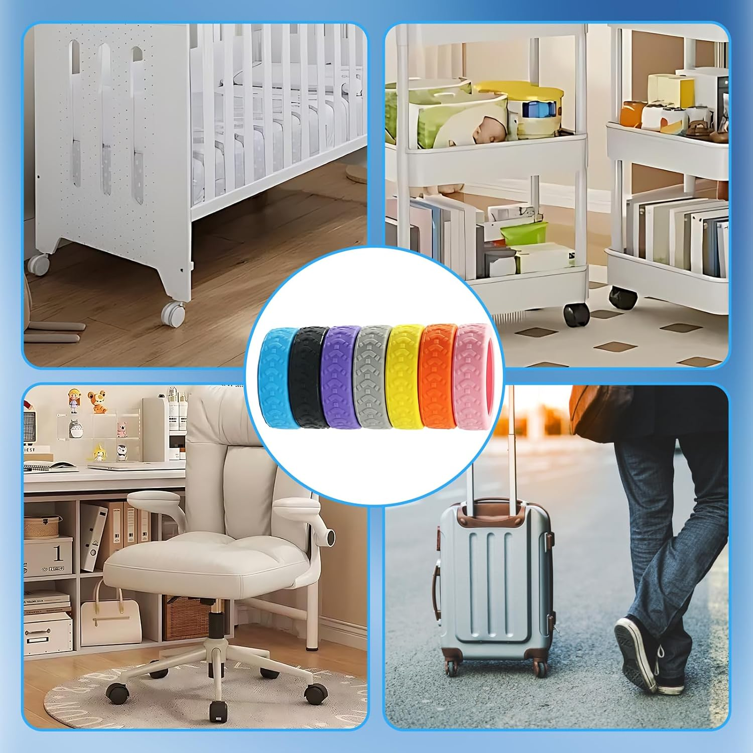 14 Pack Luggage Wheel Protectors, Suitcase Wheel Covers for Luggage and Cart, Durable Protectors for Travel, Universal Fit for Most Suitcases