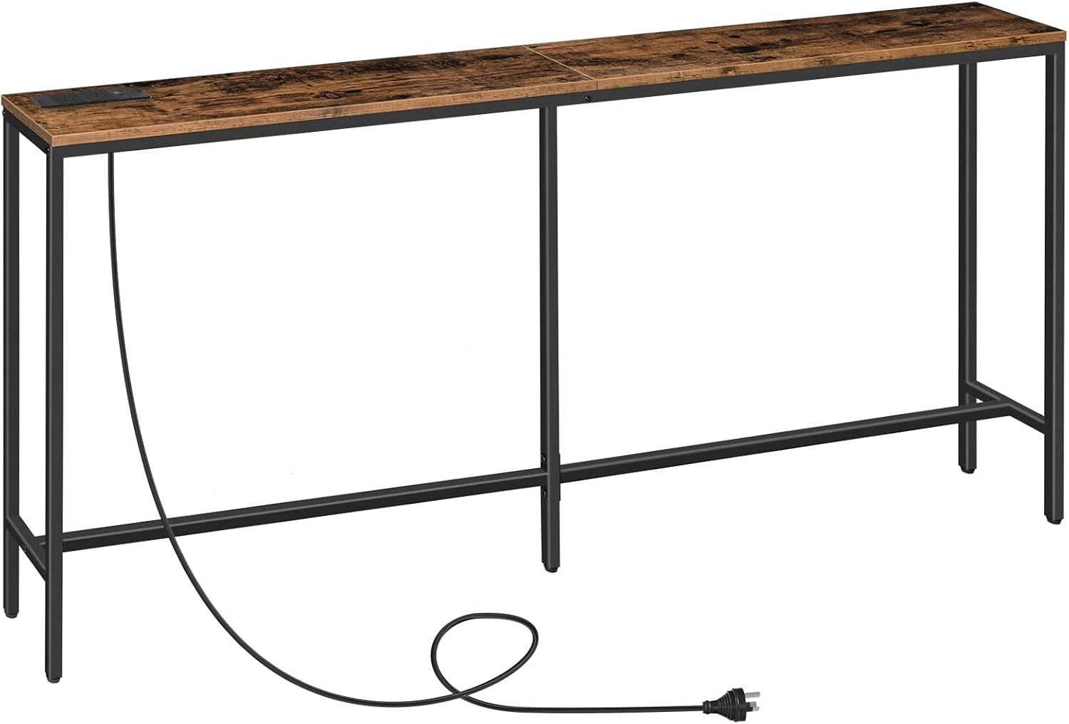 Narrow Console Table, 180 Cm Long Sofa Table, Industrial Entryway Table with USB Ports, behind Couch Table for Entryway, Hallway, Foyer, Living Room, Bedroom, Rustic Brown CTHR18AE01