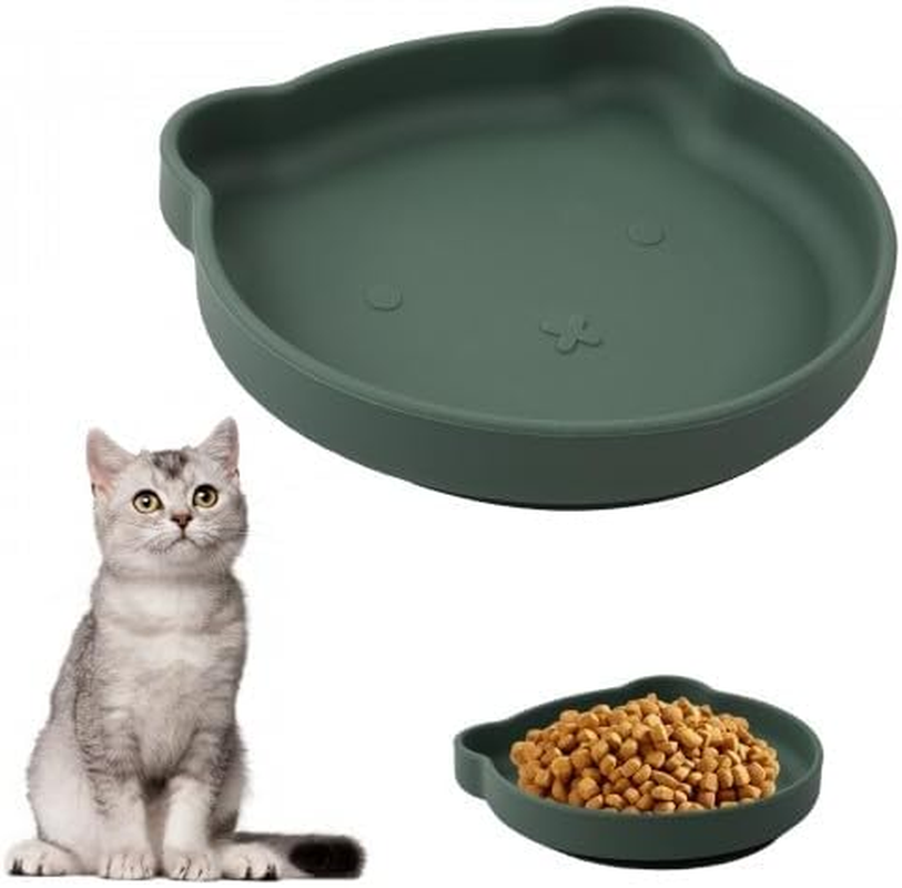 Dokeno Silicone Cat Bowl Flat Feeding Bowl for Dry Food and Wet Food Non-Slip Cat Bowls with Suction Cup Food Bowl Flat for Dogs Cats Pets image number 1