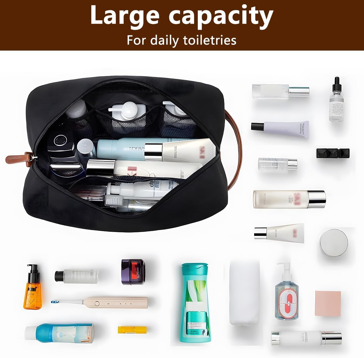 JZS Toiletry Bag for Men, Canvas Water Resistant Toiletry Bags, Dopp Kit Travel Bathroom Bag image number 2