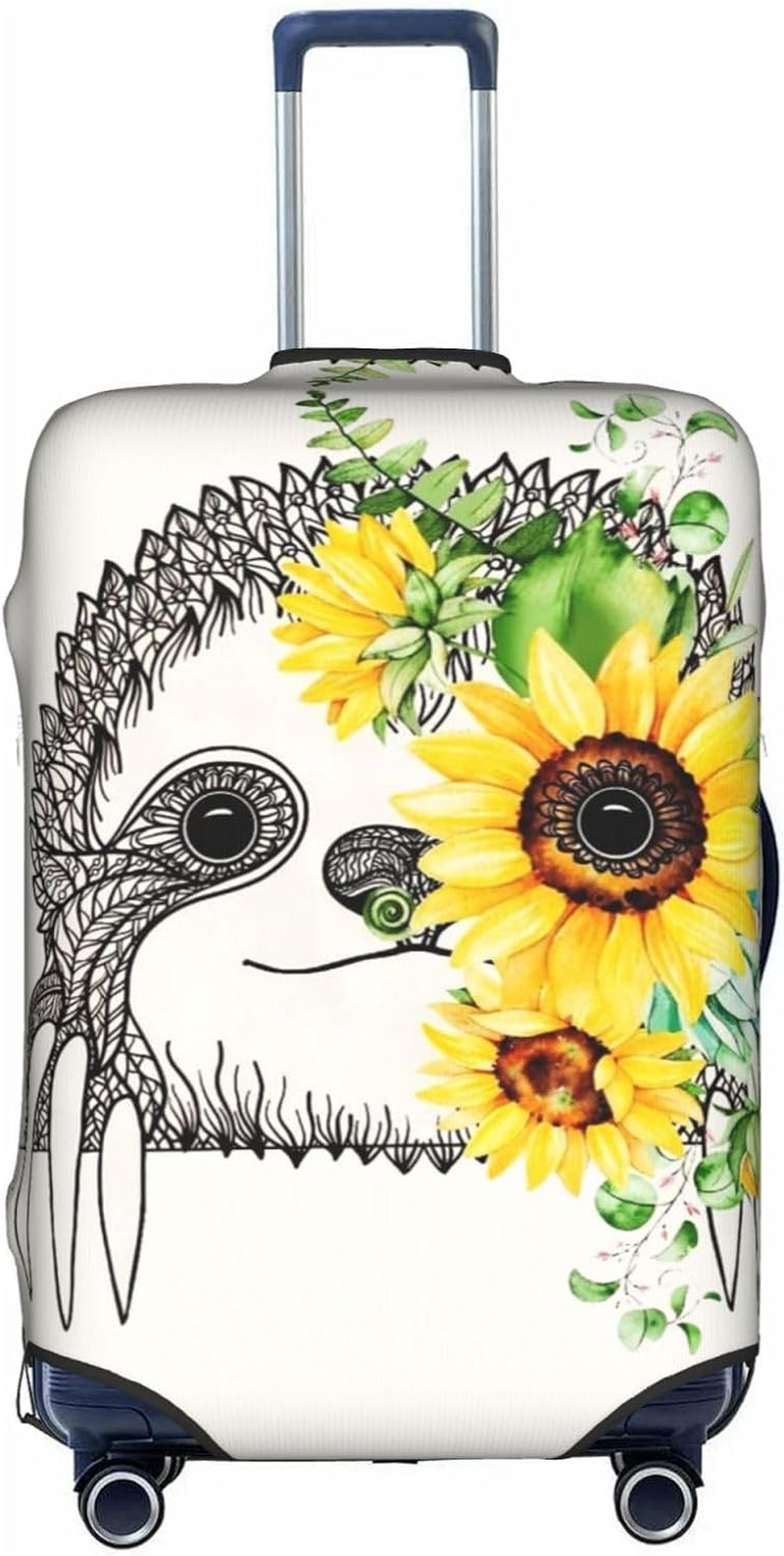 Obabo Serene Coastal Travel Luggage Cover,Washable Suitcase Cover Protector Anti-Scratch Suitcase Cover Fits 18-32 In, Sloth Sunflower, M