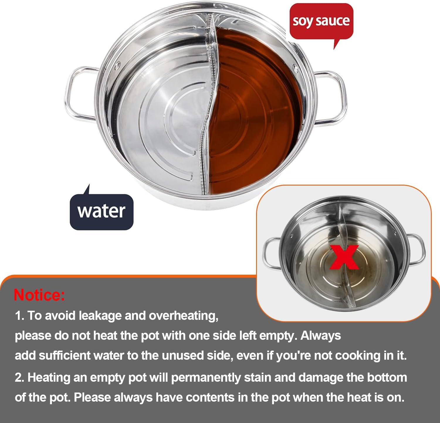 Mylifeunit Shabu Shabu Pot, 4.5 Qt 304 Stainless Steel Hot Pot with Divider, 11.8 Inches Soup Cookware for Induction Cooktop, Gas Stove