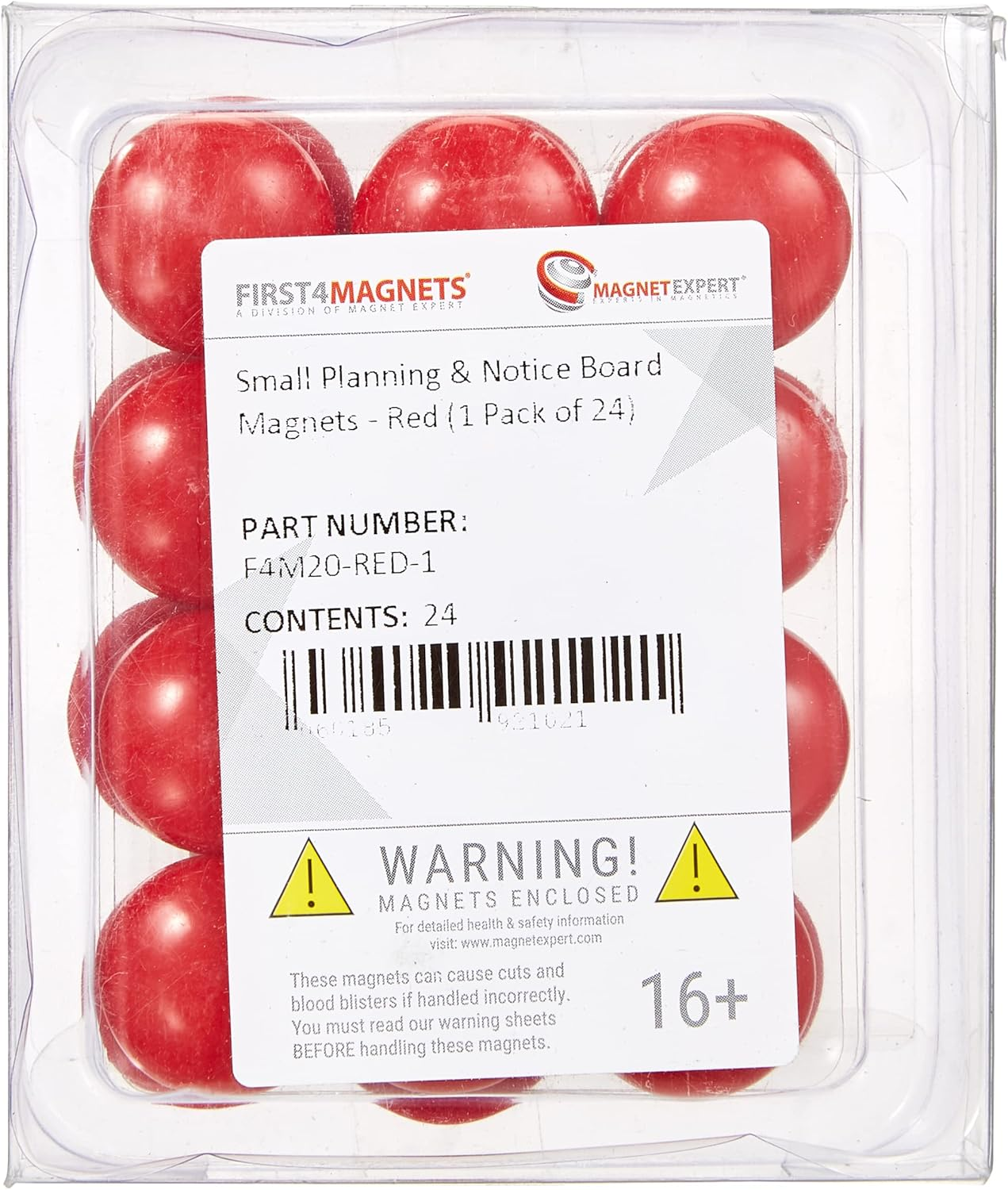 Small Red Planning Office Magnets for Fridge, Whiteboard, Noticeboard, Filing Cabinet - Pack of 24 image number 6