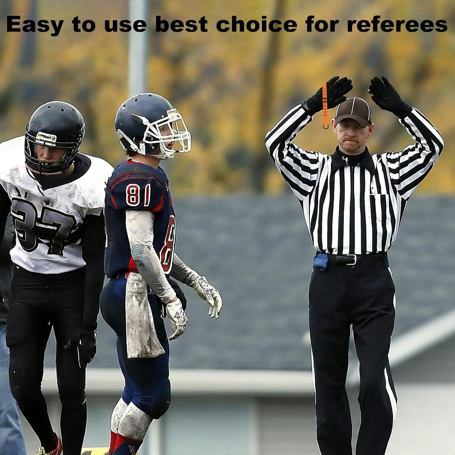 PEUTIER 2Pcs Football Referee Chain Clip & 2Pcs Wristbands, Premium Polyester Webbing Football Referee Gear Football Field Line Markers for Football Referee Sporting Supplies image number 1