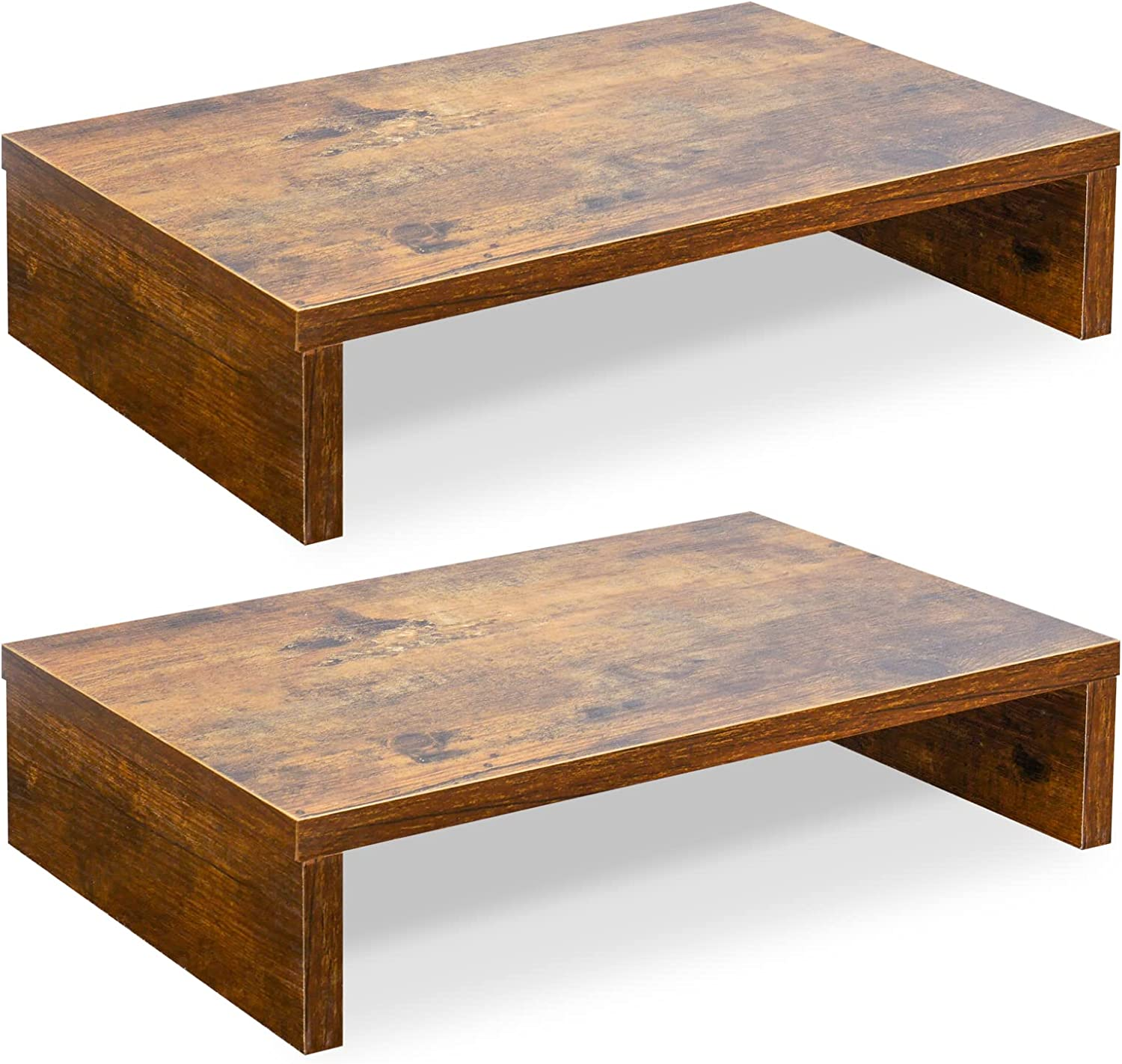 TEAMIX Wood Monitor Stand Riser-2 Pack,Maple Adjustable Monitor Stand Dual Monitor Riser for 2 Monitors/Laptop/Pc Computer Stand for Desk