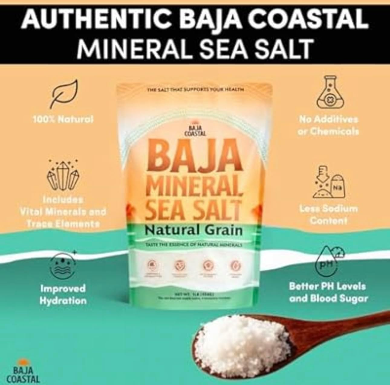 Baja Coastal Sea Salt, Natural Course Grain, 453G, Unrefined Mineral Salt from Sea of Cortez image number 4