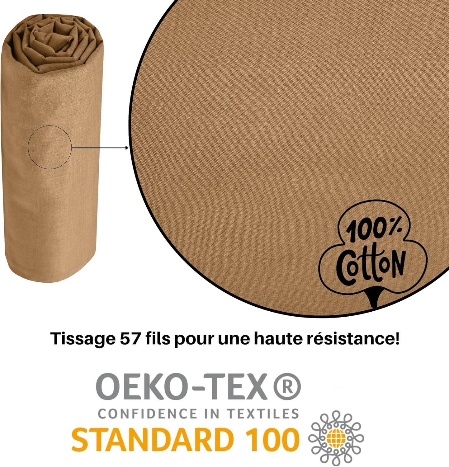 Lovely Casa - Fitted Sheet - Size 180 X 200 Cm, Large Fitted Height 30 Cm, 100% Cotton, Oeko-Tex Certified - Curry Colour - Eden Model - Home Bed Linen - Soft and Comfortable for Cuddly Nest image number 6