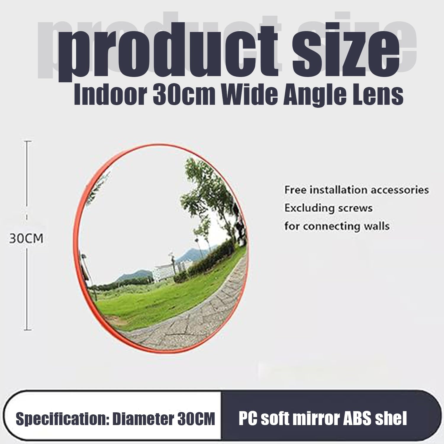 WEZCHUGHAOL 11.8" round Convex Mirror for Blind Spot - Adjustable Safety Mirror with Wide Angle View, Perfect for Bedroom Decor, Garage, Warehouse & Door Access, Durable Traffic Mirror image number 1