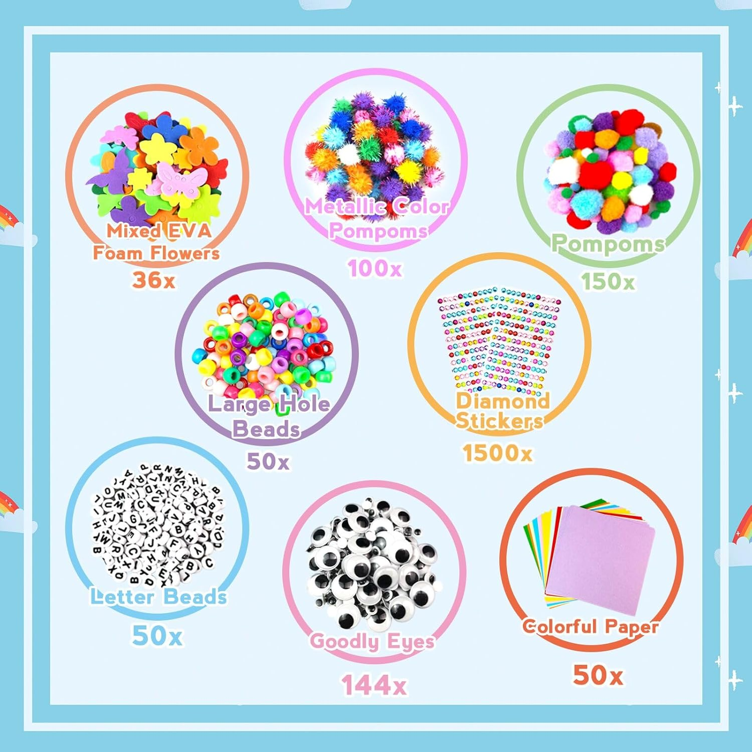 Arts and Crafts Supplies for Kids Crafts Kit with Pipe Cleaners DIY Crafts for Kids Art School Supplies Materials All in Crafting Box Craft Supply Set Gifts for Kid Girls Boys Age 4-8, 8-12 image number 5