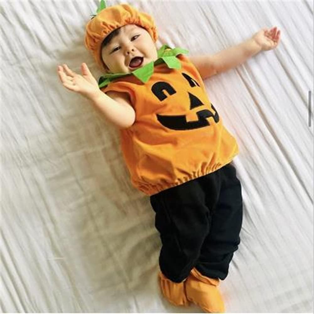Newborn Toddler Baby Girl Boy Halloween Pumpkin Costumes Cute Hooded Romper Jumpsuit Outfit Clothes image number 6