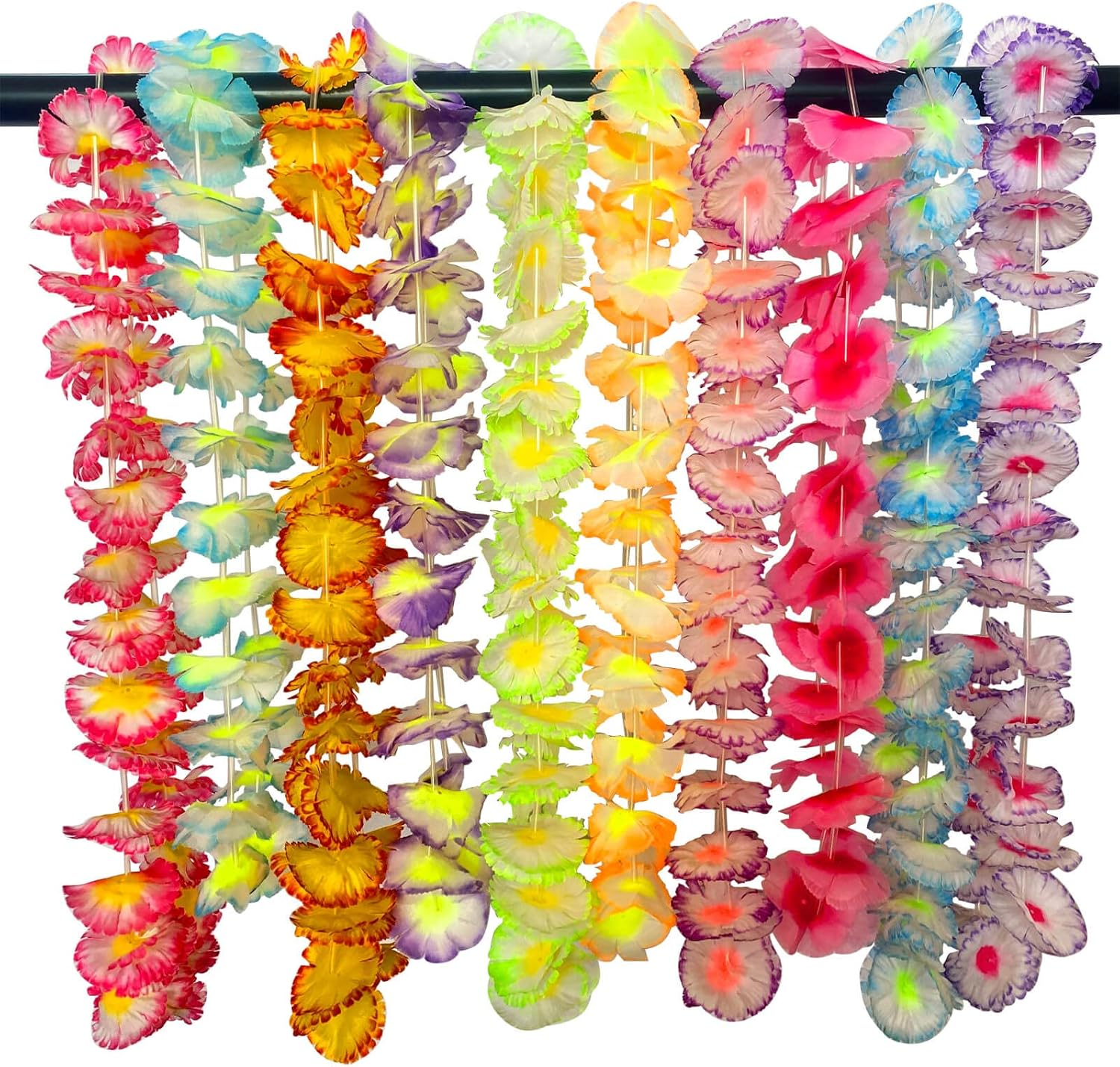 Yzoe Gzroe 100 Counts Hawaiian Leis - Silk Flower Necklace Leis for Luau Theme Party Decorations & Favors - Multicolour, No Gemstone image number 5