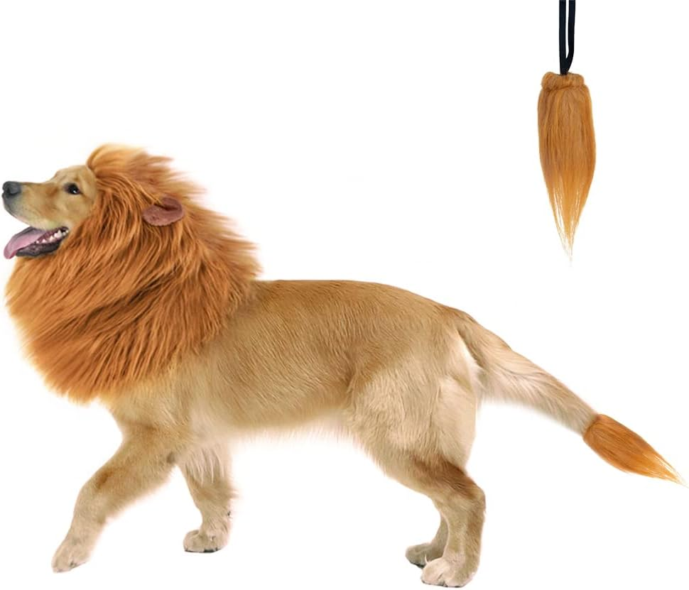 CPPSLEE Lion Mane for Dog Costumes, Dog Lion Mane, Realistic Lion Wig for Medium to Large Sized Dogs, Large Dog Halloween Costumes, Lion Mane for Dog, Halloween Costumes for Dogs (Brown) image number 1