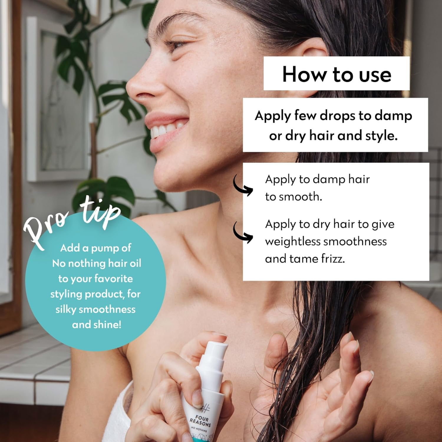 No Nothing Hair Oil - Weightless Vegan Hair Serum for Curly, Frizzy, Damaged or Dry Hair. Smoothing anti Frizz Hair Care Control Products. Paraben and Sulphate Free, Fragrance-Free