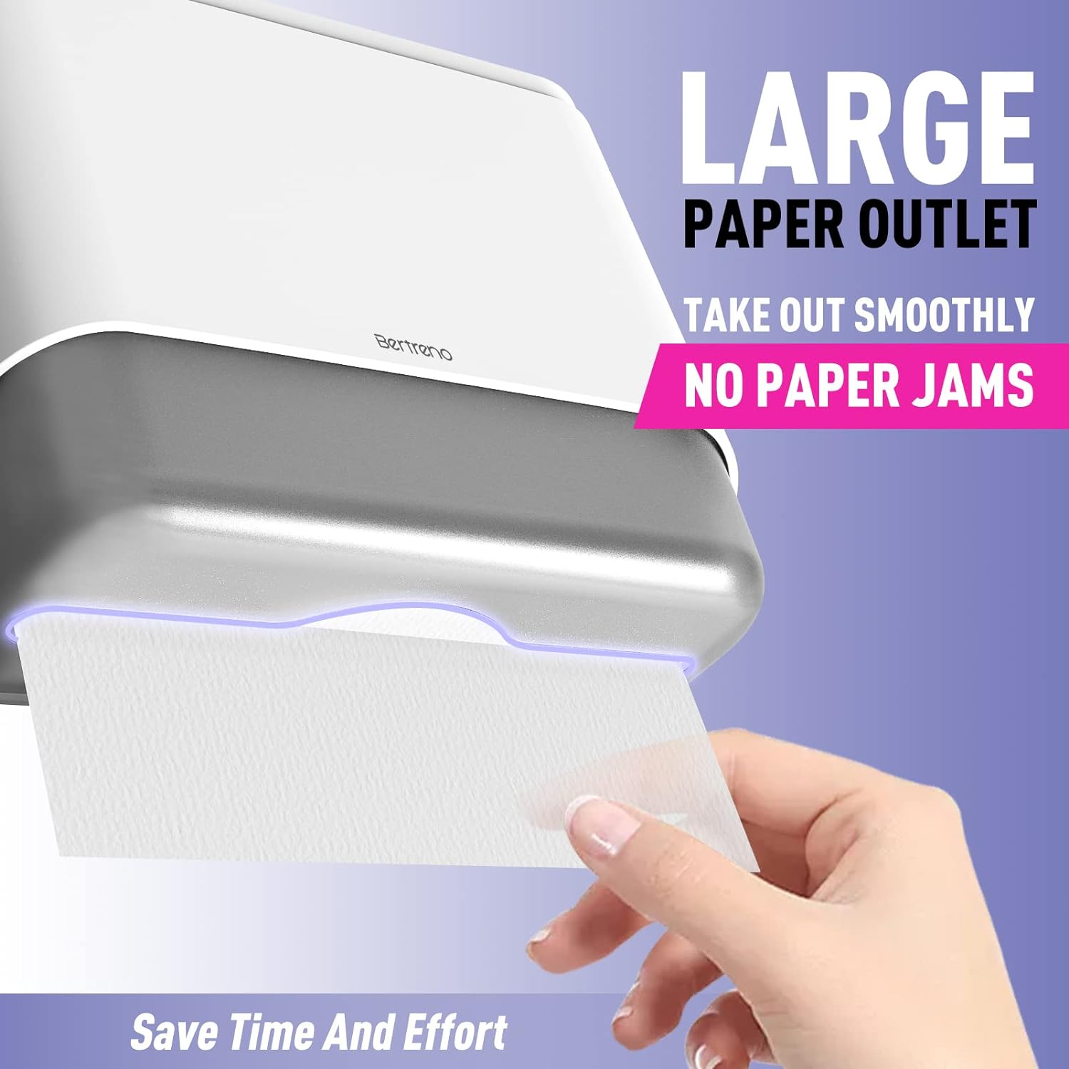 Bertreno Commercial Paper Towel Dispenser Wall Mount Paper Towel Holder Large Capacity 200 Multifold/Trifold/C Fold Hand Towel Dispenser Bathroom Tissue Dispenser (White) - Grey image number 2