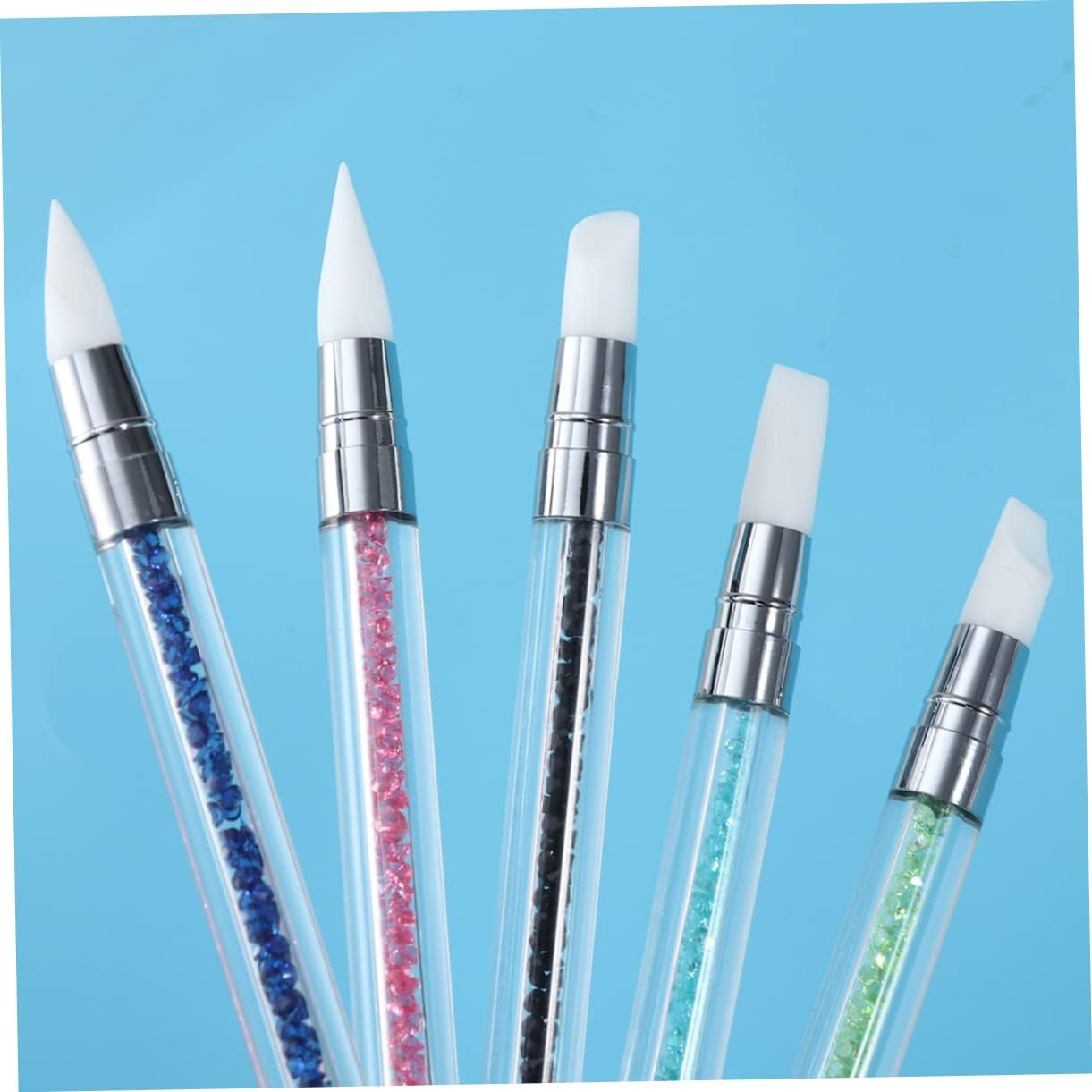 HAMPPLIES 5Pcs Nail Art Engraving Pen Set Acrylic Rhinestone Handle Pointillism Pen for Gel Polish Nail Art Tools Dotting Tool image number 3