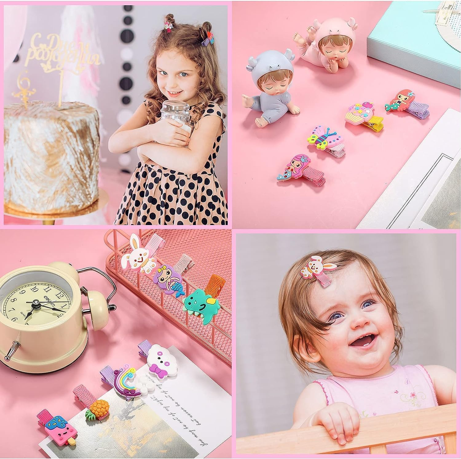 26 Pcs Hair Clip for Baby Girls, Toddler Hair Barretes Candy Unicorn Rainbow Ice Cream Lollipop Pentagram Fully Covered Cute Hair Accessories for Baby Infants Toddler Girls image number 6