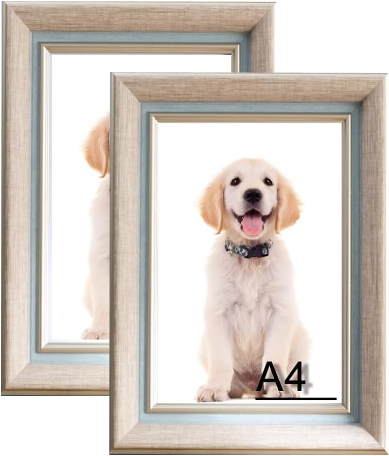 2 Pack Photo Frames A4 Picture Frame,Wall Hange and Table Decor for Home,Office,Gallery（Linen Blue） image number 3