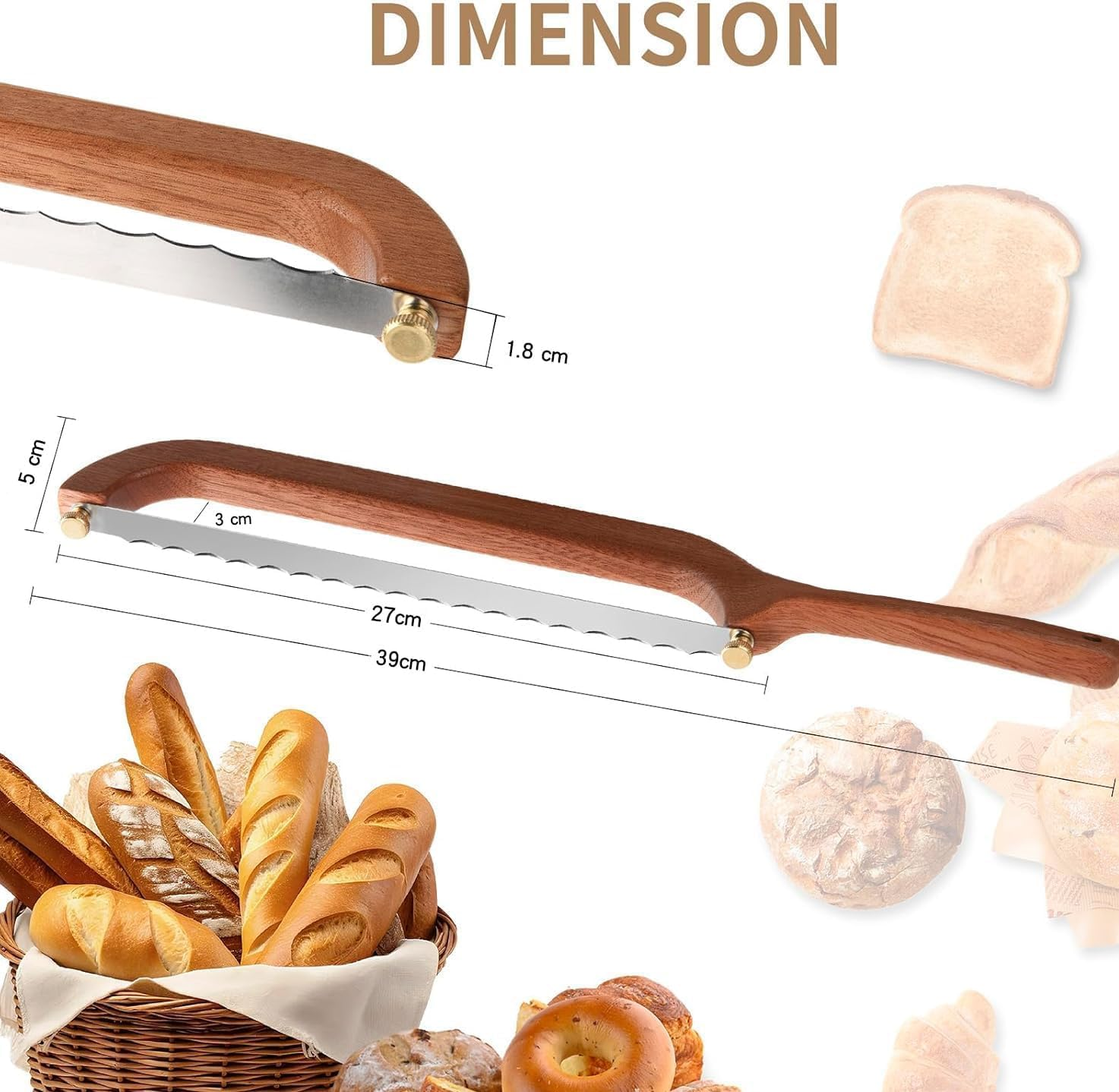 Ronluuu Serrated Bread Knife 25Cm - Pro Sourdough Knife for Even Slicing, Specialised for Crusty Homemade Breads & Sourdough Loaves image number 5