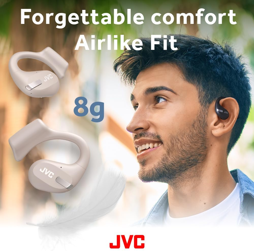 JVC Nearphones HA-NP50T-C, True Wireless Earbuds, Open Ear Design, Active Noise Reduction, Multi-Point, IPX4, Microphone Muting, 38 Hours Runtime, BT 5.3, Sand Beige image number 2