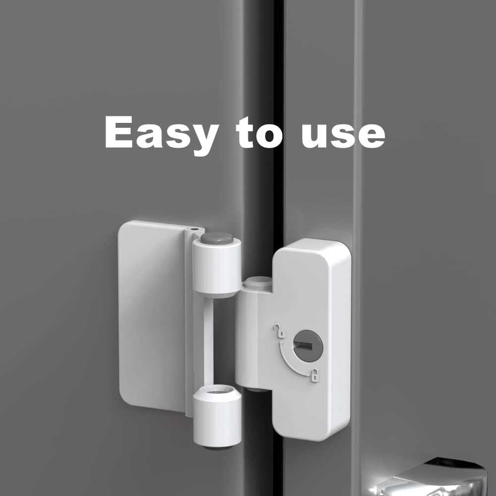 2 Pack Refrigerator Door Locks Double Button Adhesive Fridge Lock with Keys, File Drawer Lock, Child Proof Freezer Door Lock and Child Baby Safety Cabinet Locks