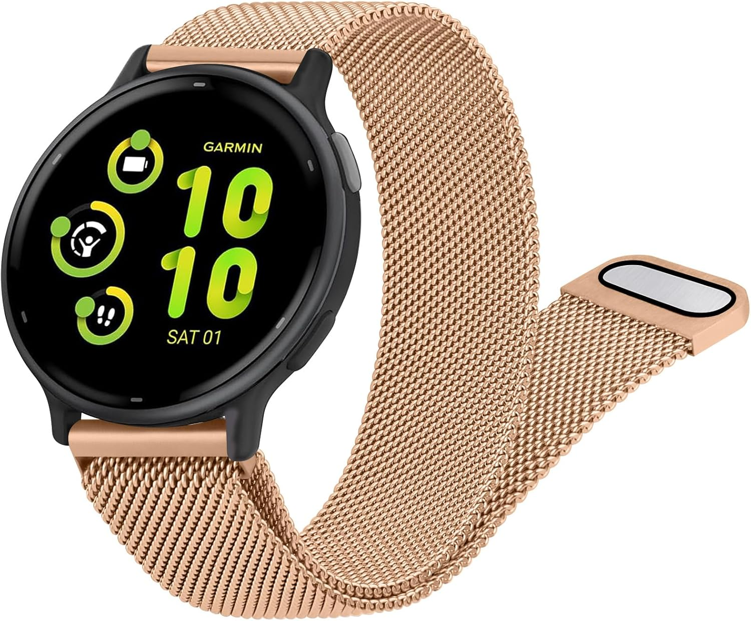 Metal Stainless Steel Band for Garmin Vivoactive 5 Band, Garmin Venu 2 plus Bands Women Men, 20Mm Adjustable Comfortable Magnetic Milanese Replacement Strap for Garmin Vivoactive 5/3/3 Music/Active 5