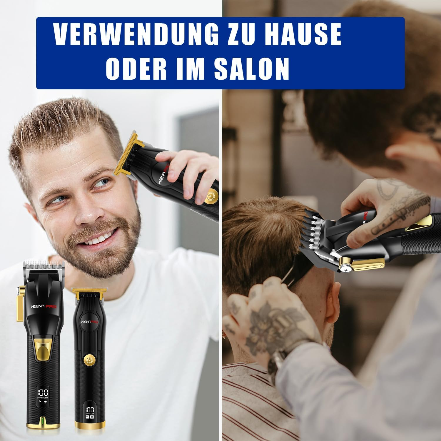 HIENA PRO Professional Men'S Hair Clipper, Wireless T-Liner Hair Cutting Set, Professional Rechargeable Hairdressing Hair Cutting Set with LED Display, Gifts for Men image number 4