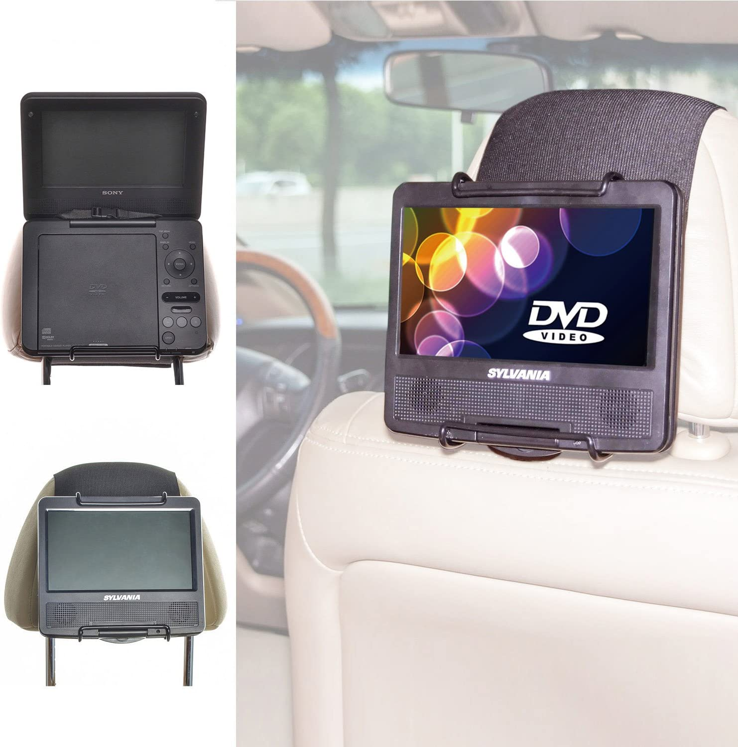 TFY Universal Car Headrest Mount Holder for Portable DVD Player image number 3