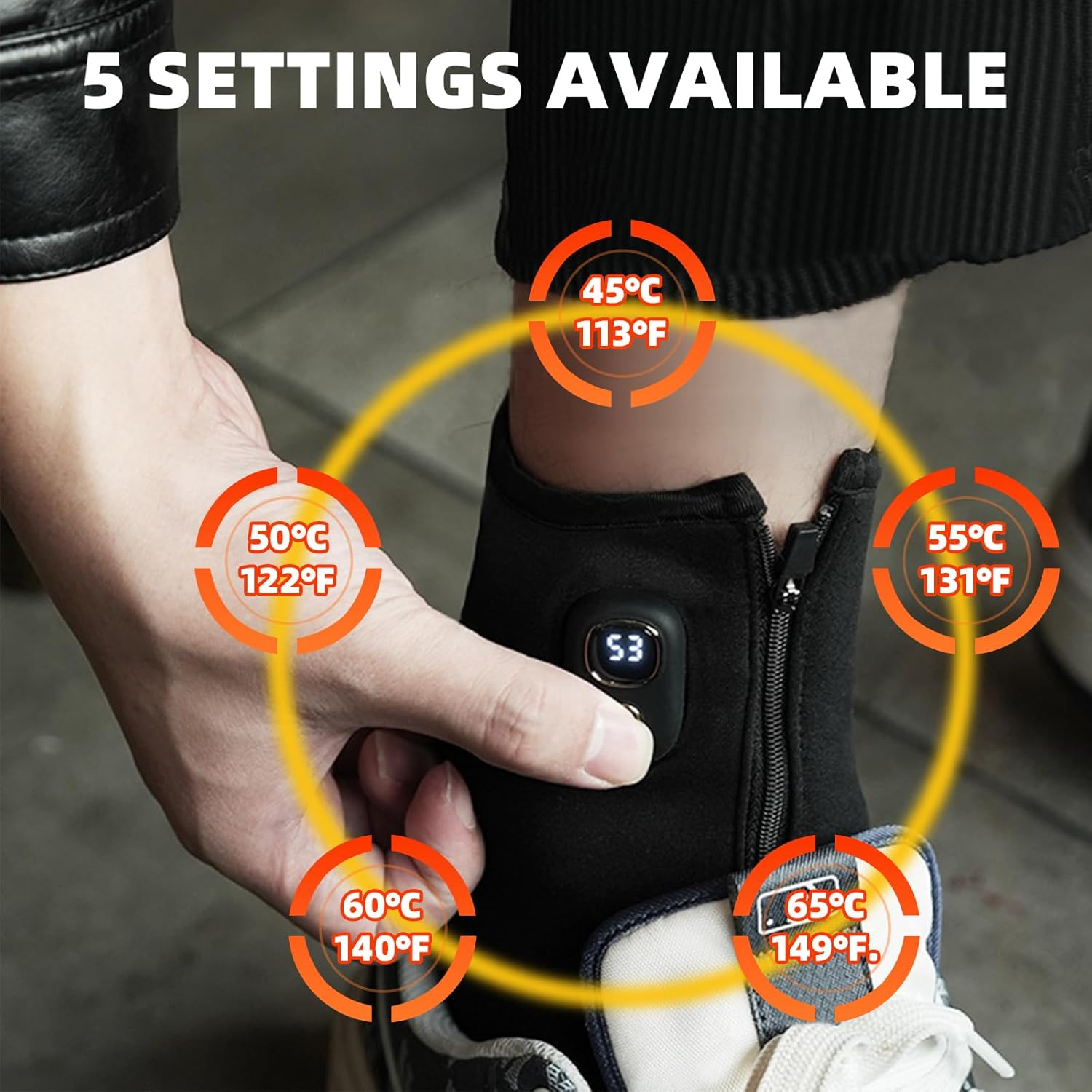 Heated Foot Warmer Five-Speed Adjustable Temperature,Heated Socks Rechargeable 3000 Mah,Ankle Warmers for Hunting, Camping, Hiking, Walking, Fishing, Cycling, Outdoor Work image number 2