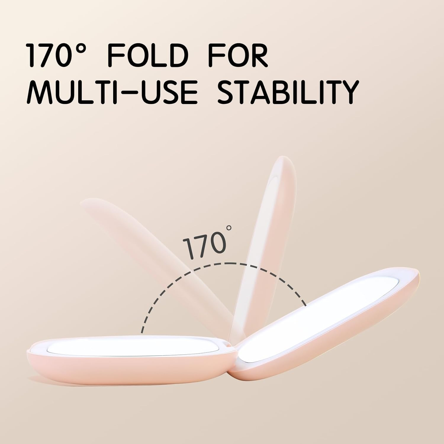 Comfycottage LED Lighted Travel Makeup Mirror Rechargeable USB Portable Compact Mirror with 5X Magnification, Double-Sided Touch Sensor, 3 Adjustable Modes, Handheld/Pocket Mirror for Women (Pink) image number 4