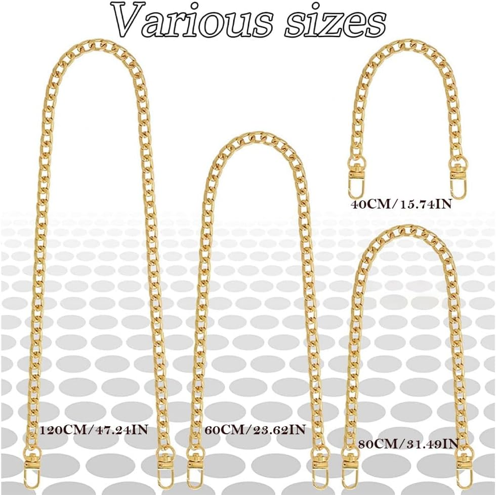 4 Pcs Replacement Purse Chains for Shoulder Handbags and Crossbody Bags, Metal Buckles,Gold Handbag Chain Straps image number 2