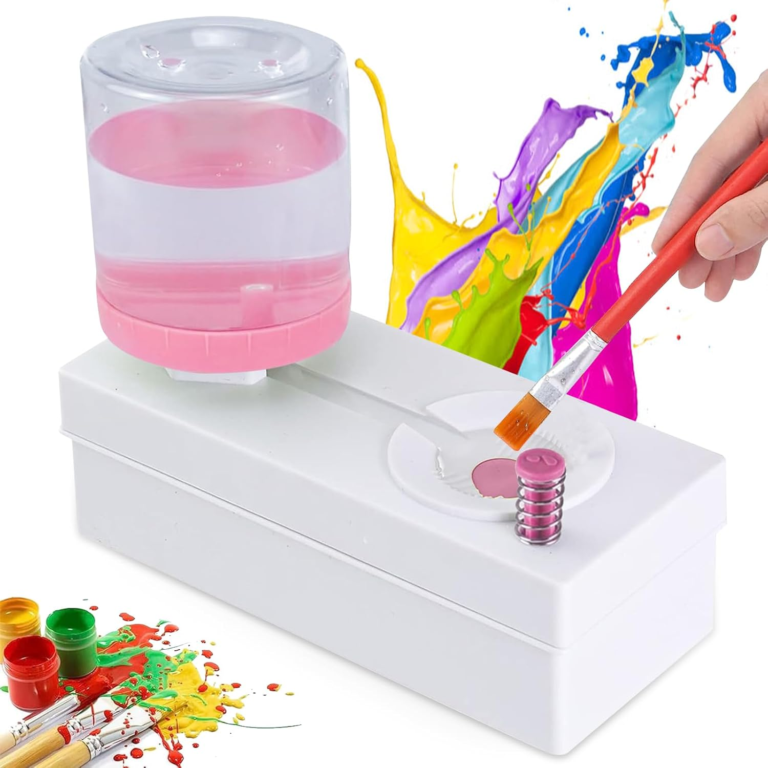 2024 Upgraded Paint Brush Cleaner Tools, Watercolor Brush Rinser Cup Painting Station, Running Water Cycle Acrylic Paint Brush Washer Flush My Brush, Art Supplies Drawing for Adults Kids image number 4