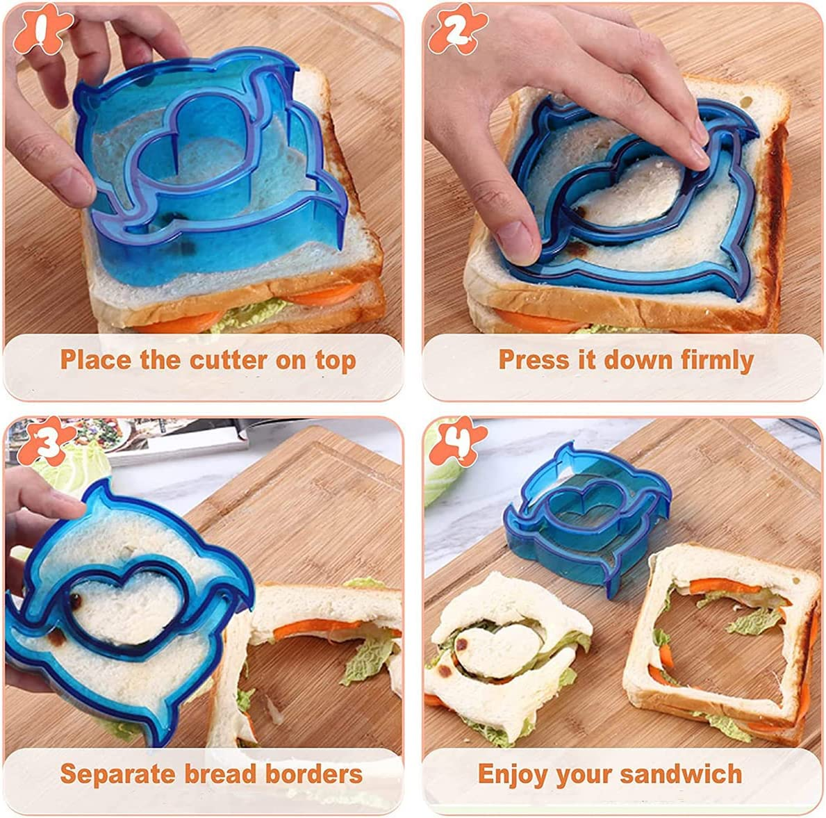 Sandwich Cutters for Kids, 28-Piece Set, 6 Kid Sandwich Cutters Shapes, 12 Vegetable Cutters Shapes, 10 Fruit Fork Bento Deco image number 5