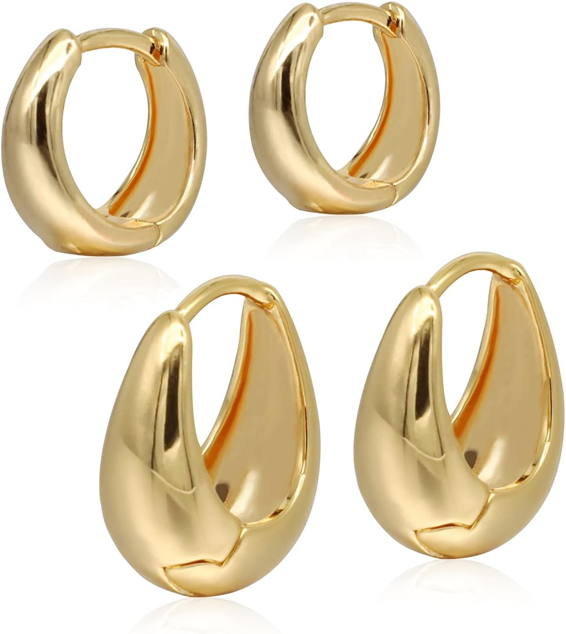 Small Hoop Earrings for Women 18K Gold Plated Hoop Huggie Earrings for Women (D - 2 Pairs (Oval) image number 4