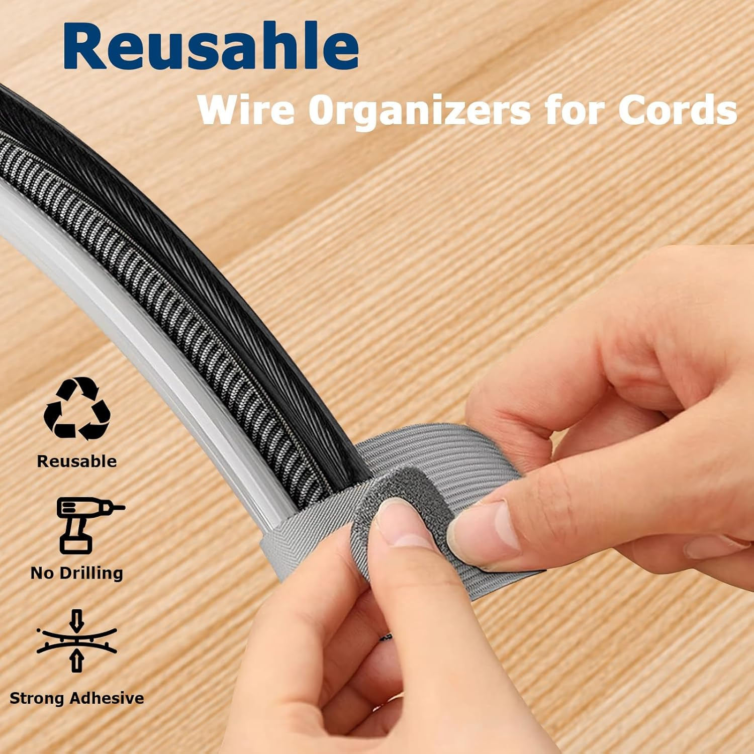 Cable Hook Loop Clips with Adhesive，Self-Adhesive Cable Ties, Reusable Fastening and Organizing Data Cables, Cable Securers, Suitable for Headphones, Mobile Phones- 50 Pcs (Grey) image number 4