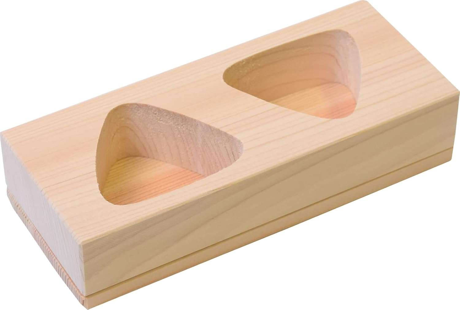 木曽工芸 Cypress Onigiri Mold, おにぎり型 2ツ穴 (7.5&times;18&times;3Cm), Beige image number 2