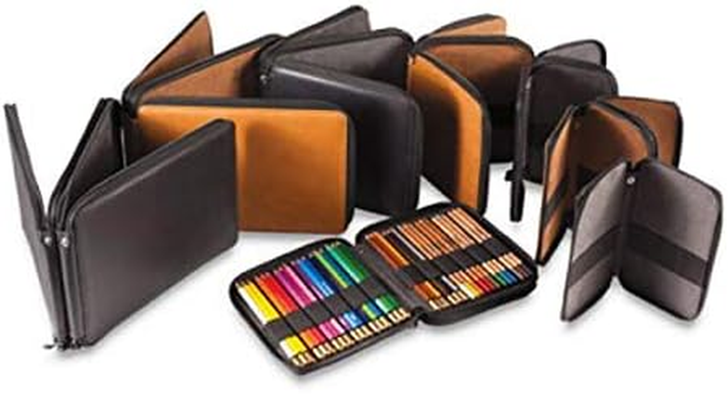 Global Art Materials 48-Piece Leather Pencil Case, Antique Brown, 96 image number 2