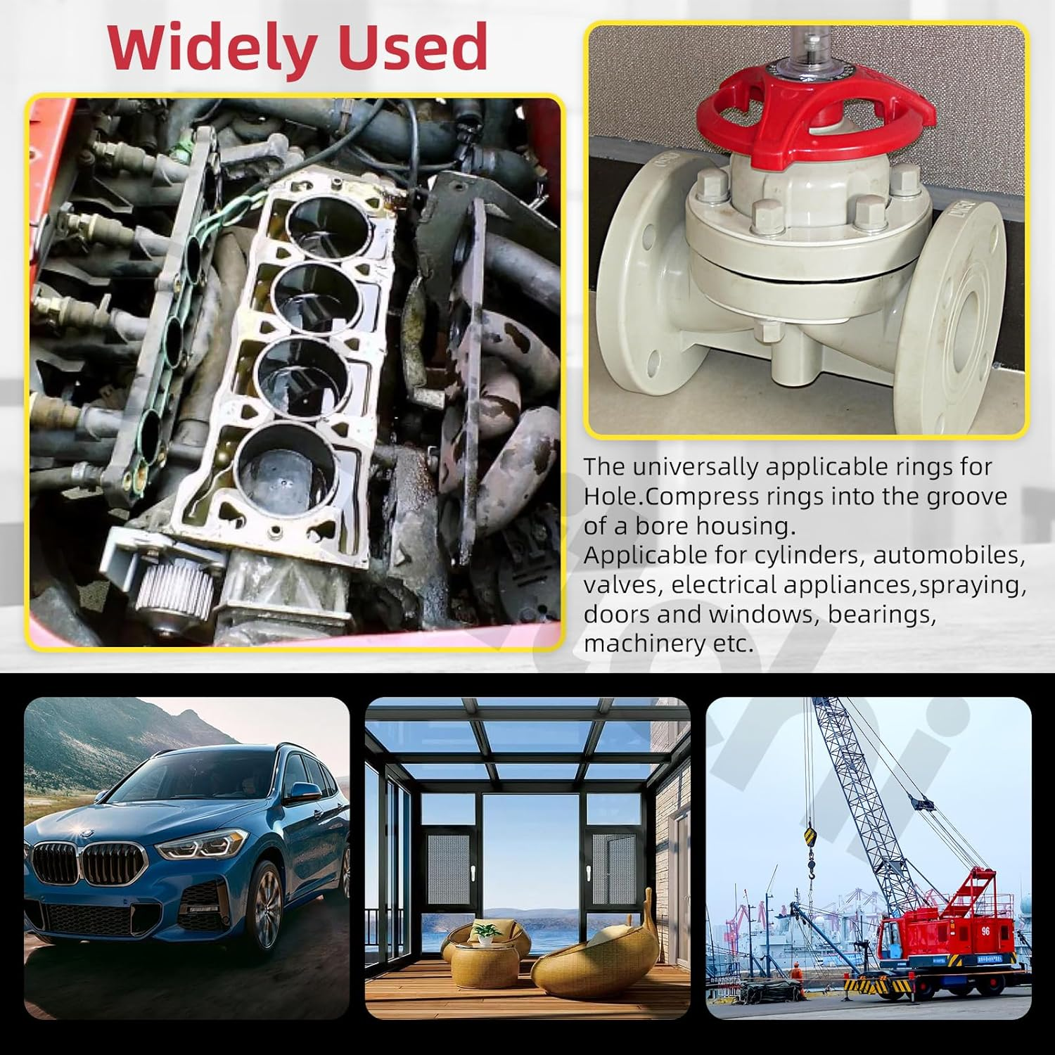 Hilitchi 322Pcs round Wire Snap Rings for Hole, Manganese Steel C-Clips Internal Snap Rings Assortment Kit for Cylinder Automobile image number 5