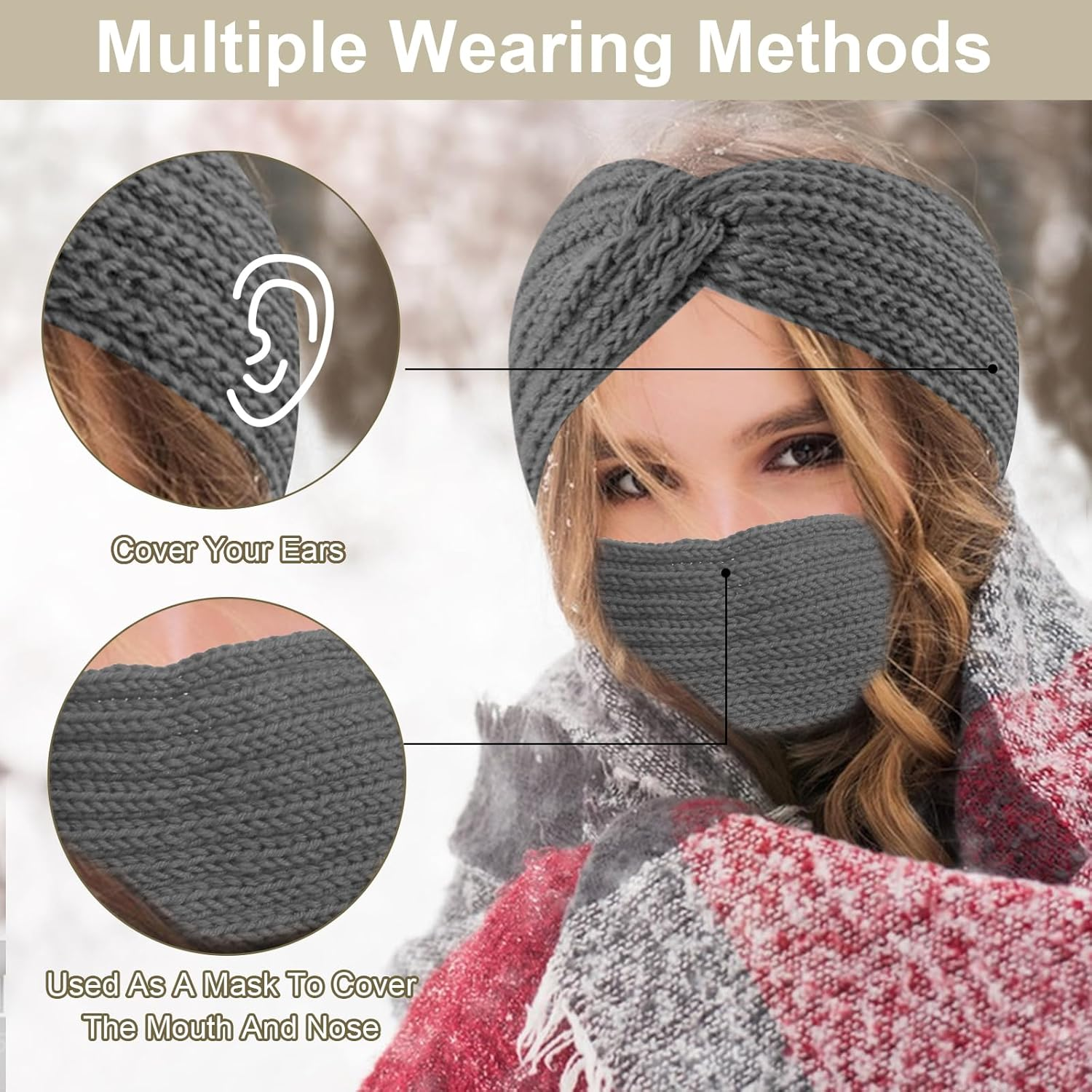 Women'S Winter Headband, Pack of 5, Knitted Headband, Girls Winter Simple Hair Band, Women'S Versatile Headband, Winter Women'S Warm Winter Gifts image number 4