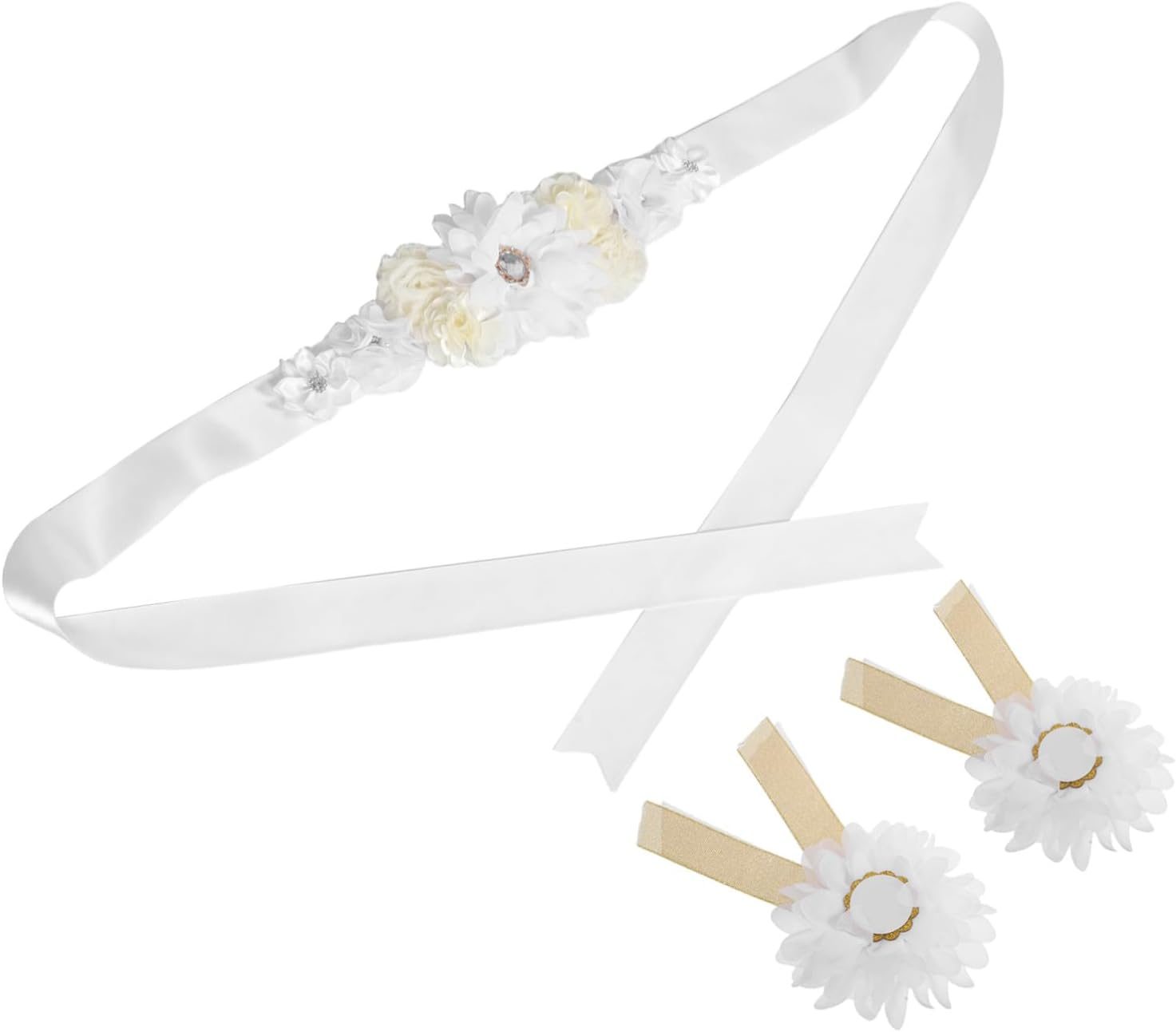 Garneck Adjustable Floral Maternity Sash Belt for Pregnant Women Breathable Soft Fabric with Back Support Stretchable Belly Band for Shower and Pregnancy Photography Props image number 1