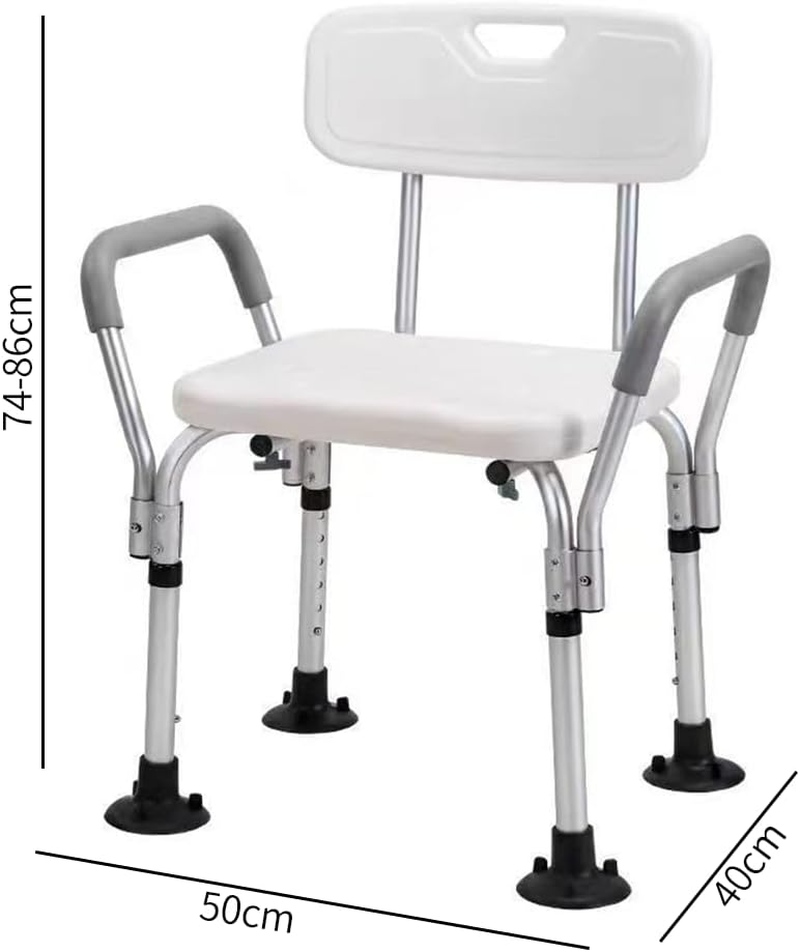 TOMVAES Shower Chair -Shower Seat with Back- Non-Slip Bathroom Bench Bath Chair- Shower Chairs with Arms for Handicap - Wide Shower Seats for Elderly Bathtub image number 5