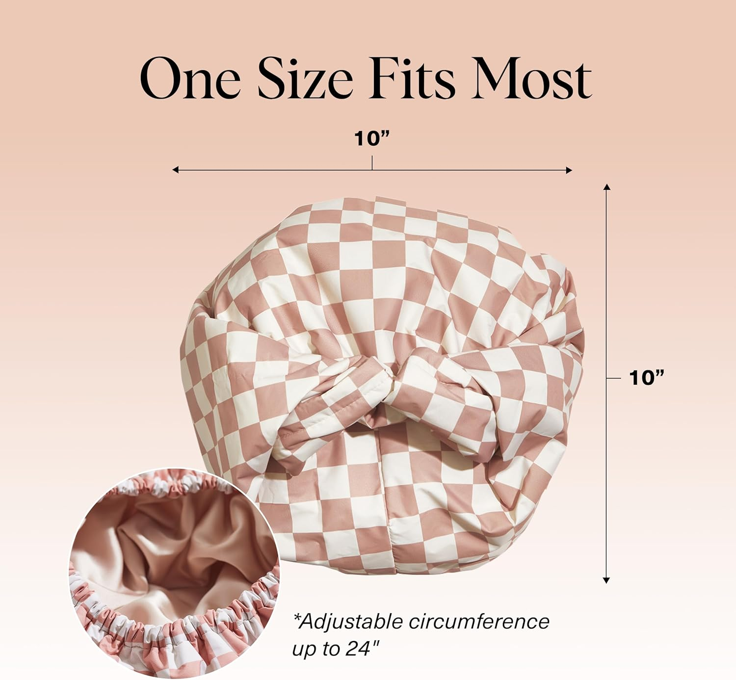 Kitsch Luxury Shower Cap for Women Waterproof - Satin Lined Shower Cap | Reusable Shower Cap | Adjustable Hair Cap for Shower | Shower Bonnet | Waterproof Hair Shower Caps for Long Hair - Terracotta image number 4