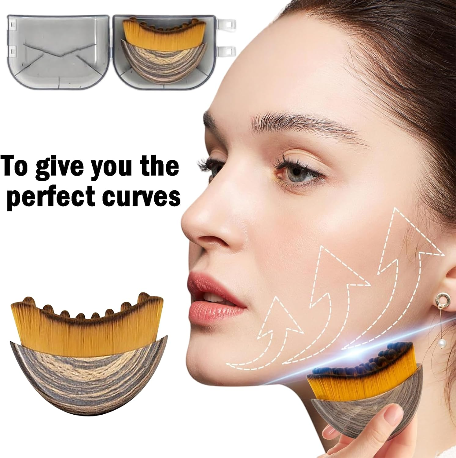 Rylaxzon Lymphatic Drainage Brush, Lymphatic Brush - Lymphatic Contour Face Brush, Chin & Jawline Sculpting, Pre - Makeup Massage and Shoulder & Neck Care