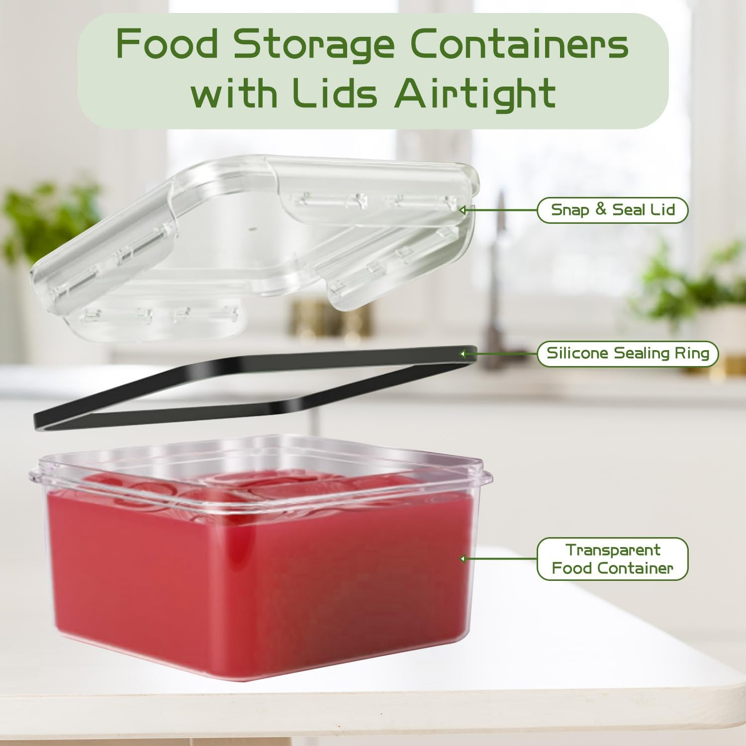 44 Pcs Food Storage Containers with Lids Airtight (22 Containers&22 Lids), Plastic Food Containers for Pantry&Kitchen Storage, Bpa-Free, Leak Proof,Microwave and Dishwasher Safe, Includes Labels&Pen image number 6