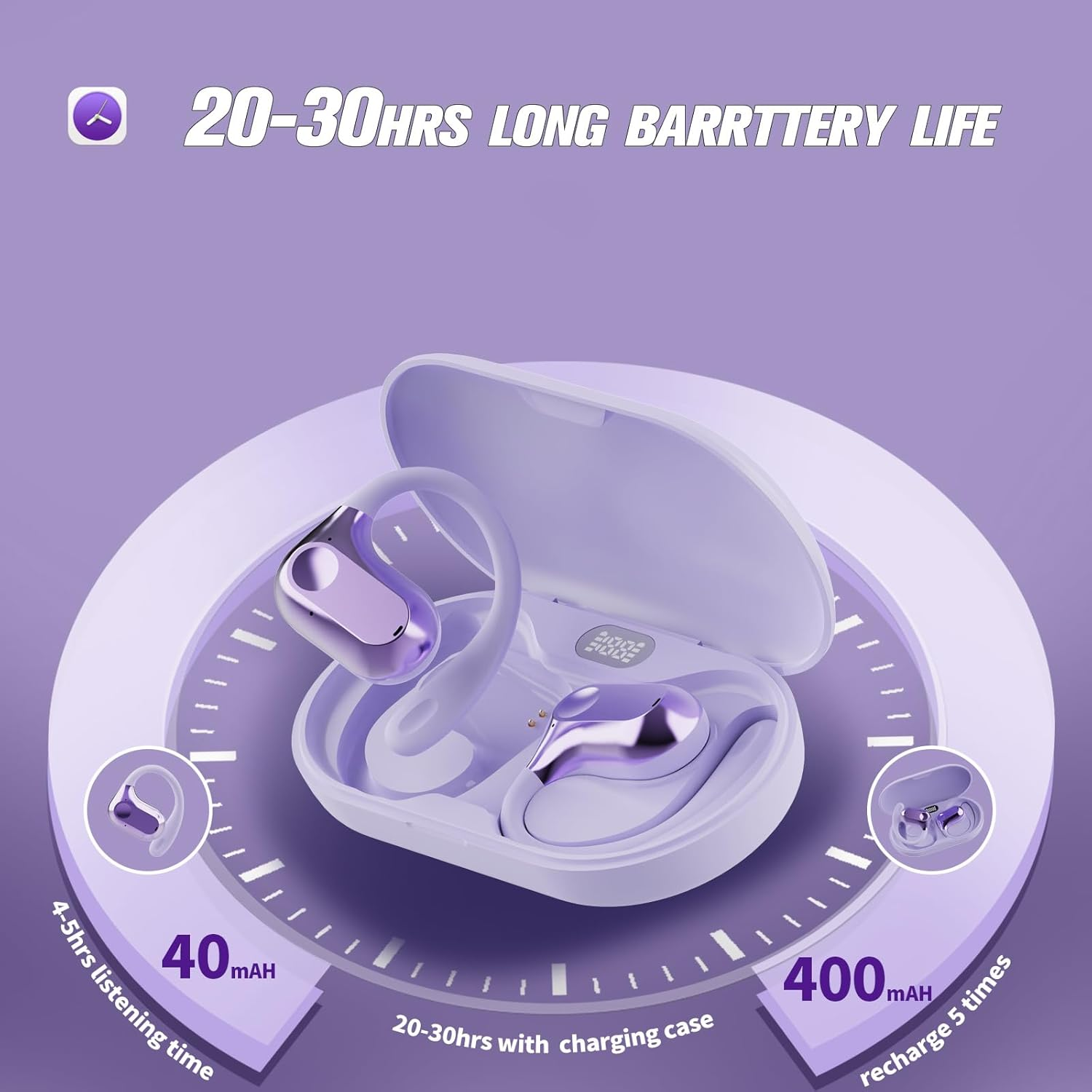 Out of Ear Earless Headphones Bluetooth Open Outer Ear Wireless Headphones outside the Ear Open Ear Earbuds Buds Wireless Ear Hanging Bluetooth Headset Bone Air Conduction Earbuds Skin Tone image number 4